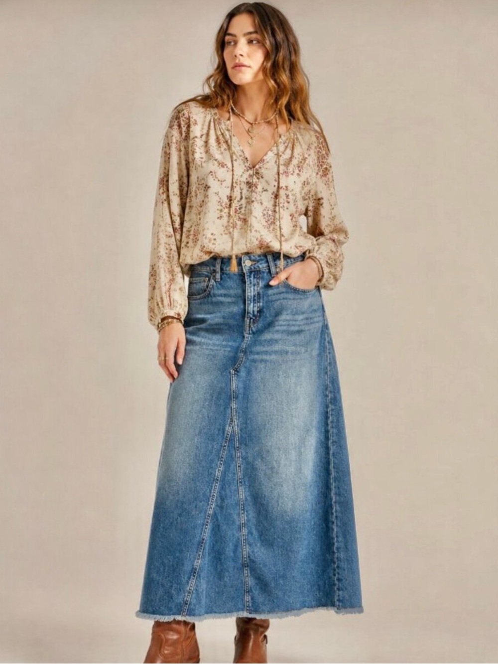 Lucky Brand Denim Asymmetrical Maxi Skirt 16/33